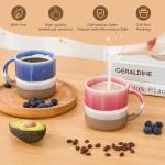 VOSJAAZZY Ceramic Coffee Mugs Set Of 2,13.5 oz Insulated Coffee Cups With Handle, Coffee Mugs With Gift Box Packaging, Perfect For Cappuccino, Latte, Americano, Tea Bag, Beverage