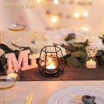 Nuptio Pillar Candle Holder Black Tea Light Candle Holders 2 Pcs Geometric Tealight Candle Holder Metal Candle Stand Table Centerpiece for Halloween Office Home Decor
