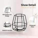 Nuptio Pillar Candle Holder Black Tea Light Candle Holders 2 Pcs Geometric Tealight Candle Holder Metal Candle Stand Table Centerpiece for Halloween Office Home Decor