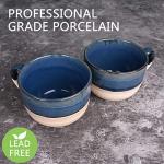 Bosmarlin Large Ceramic Coffee Mug Set of 2, Stoneware Latte Mug for Office and Home, 16 Oz, Dishwasher and Microwave Safe, (Prussian Blue, 2)