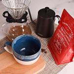 Bosmarlin Large Ceramic Coffee Mug Set of 2, Stoneware Latte Mug for Office and Home, 16 Oz, Dishwasher and Microwave Safe, (Prussian Blue, 2)