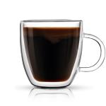 Aurzen 2 Pack Double Walled Glass Coffee Mugs with Handles, Large Insulated Layer Coffee Cups, Clear Borosilicate Mugs, Perfect for Cappuccino, Tea, Microwave Safe (5oz-2Pack B)