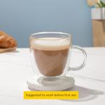 Aurzen 2 Pack Double Walled Glass Coffee Mugs with Handles, Large Insulated Layer Coffee Cups, Clear Borosilicate Mugs, Perfect for Cappuccino, Tea, Microwave Safe (5oz-2Pack B)