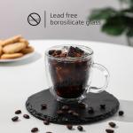 Aurzen 2 Pack Double Walled Glass Coffee Mugs with Handles, Large Insulated Layer Coffee Cups, Clear Borosilicate Mugs, Perfect for Cappuccino, Tea, Microwave Safe (5oz-2Pack B)