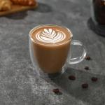 Aurzen 2 Pack Double Walled Glass Coffee Mugs with Handles, Large Insulated Layer Coffee Cups, Clear Borosilicate Mugs, Perfect for Cappuccino, Tea, Microwave Safe (5oz-2Pack B)