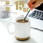 Hasense Coffee Mugs Set of 6, 15 oz Ceramic Coffee Cups with Comfortable Handle, Classic White Mug for Men and Women, Tea Cup Set for Latte, Cappuccino, Milk, Soup, Dishwasher and Microwave Safe