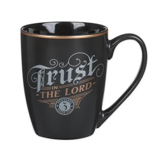Christian Art Gifts Inspirational Ceramic Coffee & Tea Mug for Men & Women: Trust in the Lord Encouraging Bible Verse Proverb, Sturdy Lead & Cadmium-free Non-toxic Drinkware, Matte Black & Gold, 12 oz