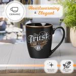 Christian Art Gifts Inspirational Ceramic Coffee & Tea Mug for Men & Women: Trust in the Lord Encouraging Bible Verse Proverb, Sturdy Lead & Cadmium-free Non-toxic Drinkware, Matte Black & Gold, 12 oz