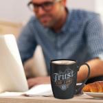 Christian Art Gifts Inspirational Ceramic Coffee & Tea Mug for Men & Women: Trust in the Lord Encouraging Bible Verse Proverb, Sturdy Lead & Cadmium-free Non-toxic Drinkware, Matte Black & Gold, 12 oz