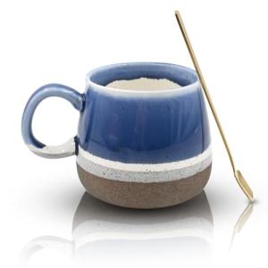 YINPIXUS 14 Oz Ceramic Coffee Mug, Large Tea Cup, Big Cups Ceramic, Cute Mug for Latte Hot Cocoa Chocolate Coffee Lover Gifts, Mugs with Spoon for Home Office, Gifts for for Women Men (Blue)