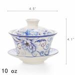 Cididu Set of 3 Chinese Tea Cups with Lid and Saucer, 10oz Large Porcelain Gaiwan Tea Mug Set, Handmade Tea Bowl, Traditional Chinese Ceramic Teaware Tea Brewing System for Home Office Kitchen