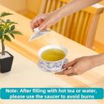 Cididu Set of 3 Chinese Tea Cups with Lid and Saucer, 10oz Large Porcelain Gaiwan Tea Mug Set, Handmade Tea Bowl, Traditional Chinese Ceramic Teaware Tea Brewing System for Home Office Kitchen