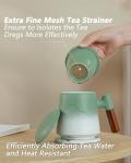 ZENS Tea Cup with Infuser and Lid for Loose Leaf Tea Steeper, 15.2 oz Ceramic Tea Mug with Fine Strainers and Absorb Coaster and Wood for Tea Lovers Gifts