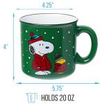 Silver Buffalo Peanuts Christmas Snoopy and Woodstock Puffer Jacket in Snow Ceramic Camper Mug, 20 ounces