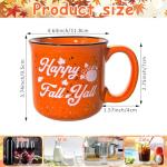 4Pcs Fall Coffee Mug, Pumpkin Autumn Coffee Mugs, Fall Seasonal Decor, Ceramic Fall Mug, Perfect for Fall Thanksgiving Countertops, Fall Kitchen Decorations, Holiday Tea or Coffee Mug (Orange, 16oz)