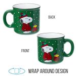 Silver Buffalo Peanuts Christmas Snoopy and Woodstock Puffer Jacket in Snow Ceramic Camper Mug, 20 ounces