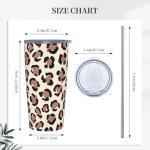 YIKISSKID Brown Leopard 20oz Tumbler with Lid and Straw for Women Men, Cute Cheetah Print Insulated Mug Animal Theme Print Stainless Steel Tumbler Double Wall Vacuum Travel Mug Coffee Cup