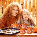 4Pcs Fall Coffee Mug, Pumpkin Autumn Coffee Mugs, Fall Seasonal Decor, Ceramic Fall Mug, Perfect for Fall Thanksgiving Countertops, Fall Kitchen Decorations, Holiday Tea or Coffee Mug (Orange, 16oz)