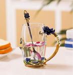 Guon-Wuvl Gifts for Mom Women Mothers Day Flower Cups Tea Mug With Tea Spoon Valentines Day Christmas Gift Use Gift Package