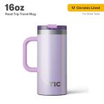 RTIC 16oz Road Trip Travel Mug with Lid and Handle, Insulated, Stainless Steel, Metal, Double Wall Vacuum-Insulation, Ceramic Lined, Portable Coffee, Tea Cup for Hot and Cold Drink, Lavender Glitter