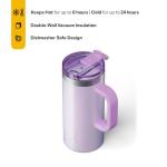 RTIC 16oz Road Trip Travel Mug with Lid and Handle, Insulated, Stainless Steel, Metal, Double Wall Vacuum-Insulation, Ceramic Lined, Portable Coffee, Tea Cup for Hot and Cold Drink, Lavender Glitter