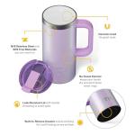 RTIC 16oz Road Trip Travel Mug with Lid and Handle, Insulated, Stainless Steel, Metal, Double Wall Vacuum-Insulation, Ceramic Lined, Portable Coffee, Tea Cup for Hot and Cold Drink, Lavender Glitter