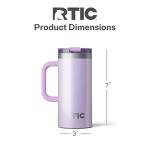 RTIC 16oz Road Trip Travel Mug with Lid and Handle, Insulated, Stainless Steel, Metal, Double Wall Vacuum-Insulation, Ceramic Lined, Portable Coffee, Tea Cup for Hot and Cold Drink, Lavender Glitter