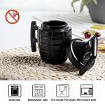 loobuu Fashion Ceramic Coffee Tea Cup, Special Cool Mug 3D Cool Grenade Design Durable Coffee Tea Cup Attractive Mugs Personalized Porcelain Gifts for Men Women - 9.4 OZ (Grenade) Black