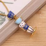 COLORFUL BLING Funny Stacked Enamel Teacup Necklace 3D Coffee Cup Teapot Pendant Necklace Elegant Teacup Long Sweater Necklace for Women-Blue