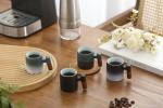 Dicmracy 2-Oz Ceramic Espresso Cups with Wood Handle, 2/4-Piece Set for Coffee, Tea, Latte - Dishwasher Safe, Multi-Color & Wood Styles, Gift & Café Use (black, Wooden Handle4)