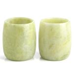 BEIZHAN 2Pcs Jade Cups, Natural Gemstone Cup Set for Espresso Tea and Drinking Alcohol,Table and Cabinet Decoration Collectibles Gift