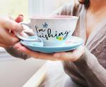 Disney Snow White and the Seven Dwarfs "I'm Wishing" Ceramic Teacup and Saucer | Tea Party Set For Coffee, Espresso, Mocha