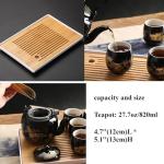 Japanese Tea Set for Adults - Elegant Golden Countryside Theme with Teapot, 6 Cups & Tea Tray, Stainless Steel Infuser - Traditional Asian Gift for Women Men, Housewarming, Wedding