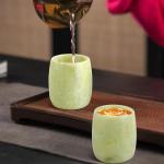 BEIZHAN 2Pcs Jade Cups, Natural Gemstone Cup Set for Espresso Tea and Drinking Alcohol,Table and Cabinet Decoration Collectibles Gift