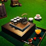 Japanese Tea Set for Adults - Elegant Golden Countryside Theme with Teapot, 6 Cups & Tea Tray, Stainless Steel Infuser - Traditional Asian Gift for Women Men, Housewarming, Wedding