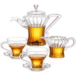 Glass Teapot Tea Pot With Infuser, Glass Kettle, Tea Glass Pot, Glass Tea Cup With Infuser And Lid For Loose Leaf Tea Steeper, Tea Pots For Tea Party, 2 Glass Cups With Saucers, 1 Male Cup Tea Gift