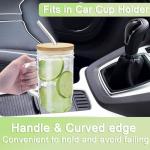 4Pack 24oz Glass Tumbler Cups with Handle Bamboo Lids and Straws Reusable Mason Jar Drinking Glasses for Iced Coffee Smoothies Beer Juice Tea Gifts