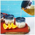 roro Handmade Ceramic Tea Cups Rustic Reactive Blue Glaze, Coastal Beach-Themed Sipper Set of 2, 200ml (6.5oz), Textured Grip, Microwave & Dishwasher Safe