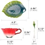 Philo Fun Hibiscus Flower Tea Cup and Saucer Set 6 Oz, Enamel Flower Porcelain Coffee Cup Saucer Set with Spoon for Women, Hand Crafted Tea Set (Hibiscus)