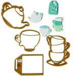 TEAPOT COOKIE CUTTERS With Teacup Stacked Cups And Tea Bag Tag Shaped Fancy Spill The Tea Party Tea Time Coffee Cookie Cutters For Baby Wedding Shower Birthday Mothers Day Graduation (4 Pack)