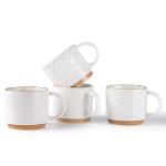 GBHOME 6OZ Stackable Coffee Mugs, Ceramic Coffee Mugs with Texture Patterns for Man,Woman,Dad,Mom, Modern Coffee Cups Set of 4 for Espresso/Cappuccino. Dishwasher&Microwave Safe