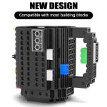 DAYMOO Build on Brick Mug, Cool Coffee Mugs for Kids, Creative Novelty Building Block Cups, Funny Coffee Mug for Men Adults Women Xmas Christmas - Black