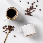 GBHOME 6OZ Stackable Coffee Mugs, Ceramic Coffee Mugs with Texture Patterns for Man,Woman,Dad,Mom, Modern Coffee Cups Set of 4 for Espresso/Cappuccino. Dishwasher&Microwave Safe