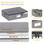 YearningHome Cup and Mug Storage Box with Hard Shell and Dividers for Coffee Mugs,Tea Cups and Glasses,Stackable Storage Organizers with Lid,Handles,Zips and Lable for Moving,Holds 12,2 Pack, Grey