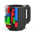 DAYMOO Build on Brick Mug, Cool Coffee Mugs for Kids, Creative Novelty Building Block Cups, Funny Coffee Mug for Men Adults Women Xmas Christmas - Black