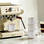 GBHOME 6OZ Stackable Coffee Mugs, Ceramic Coffee Mugs with Texture Patterns for Man,Woman,Dad,Mom, Modern Coffee Cups Set of 4 for Espresso/Cappuccino. Dishwasher&Microwave Safe