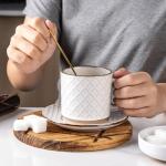 GBHOME 6OZ Stackable Coffee Mugs, Ceramic Coffee Mugs with Texture Patterns for Man,Woman,Dad,Mom, Modern Coffee Cups Set of 4 for Espresso/Cappuccino. Dishwasher&Microwave Safe