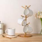 GBHOME 6OZ Stackable Coffee Mugs, Ceramic Coffee Mugs with Texture Patterns for Man,Woman,Dad,Mom, Modern Coffee Cups Set of 4 for Espresso/Cappuccino. Dishwasher&Microwave Safe