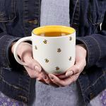 Christian Art Gifts Large Ceramic Coffee & Tea Mug for Women: Kind Words are Like Honey Inspirational Bible Verse, Non-toxic/Lead-free, Microwave/Dishwasher Safe Bumble Bee Cup, Yellow/White, 15 oz.