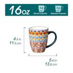 vancasso 16 oz Coffee Mugs Set of 6, Large Ceramic Mug with Handle, Boho Coffee Cups for Latte, Cappuccino & Hot Chocolate, Dishwasher & Microwave Safe Gift Set, Series SIMI